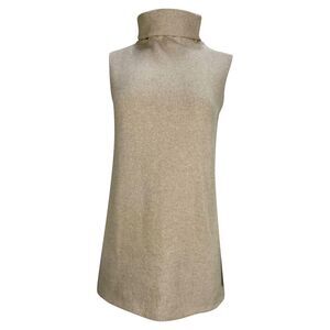 The Row Knitted Turtleneck Sleeveless Sweater in Beige Cashmere